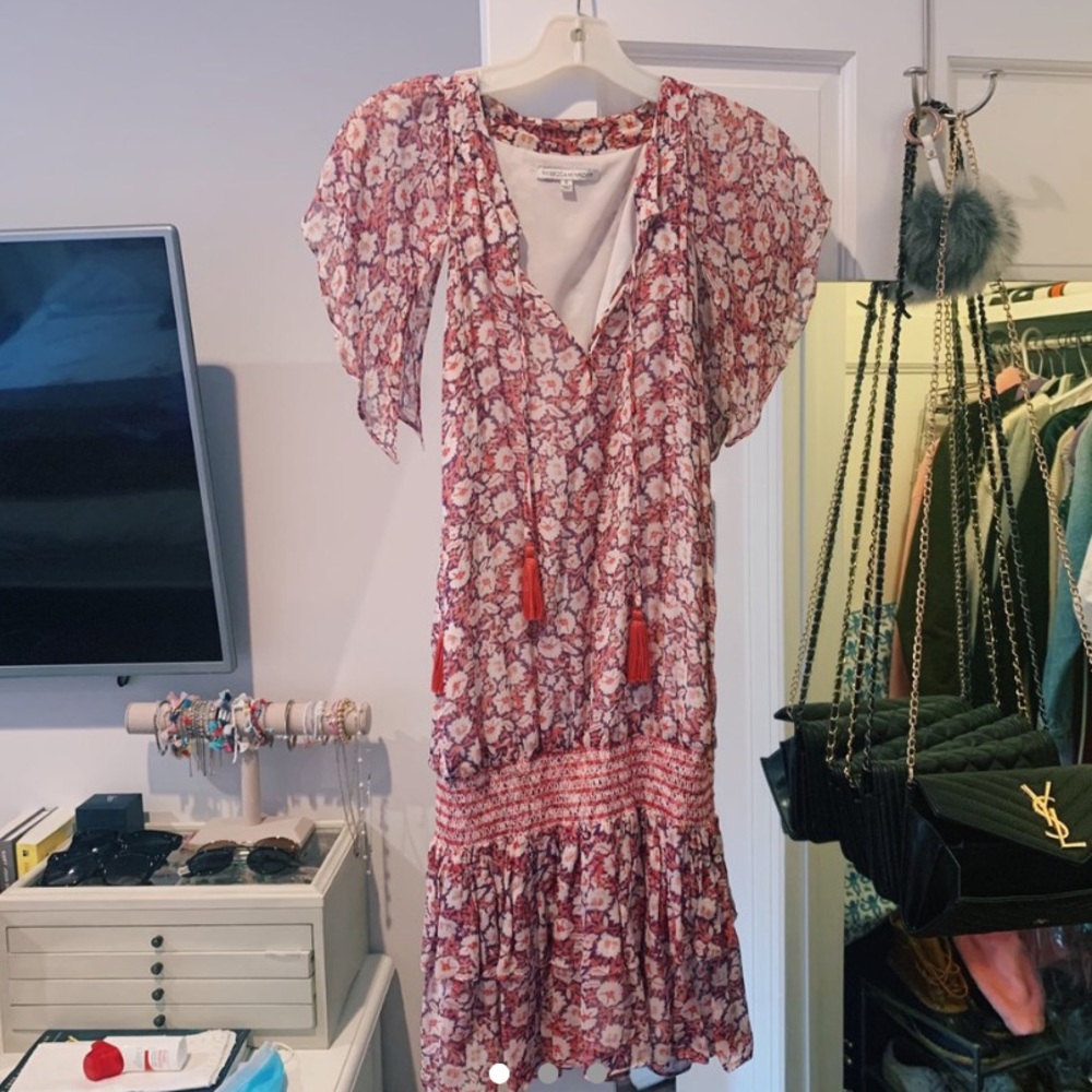Rebecca minkoff pink and purple floral mini dress